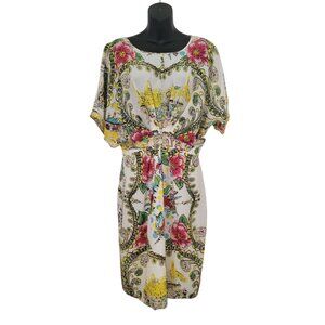 Anthropologie by Collette Dinnigan Floral Scenic Silk Shift Dress Women's Sz 2